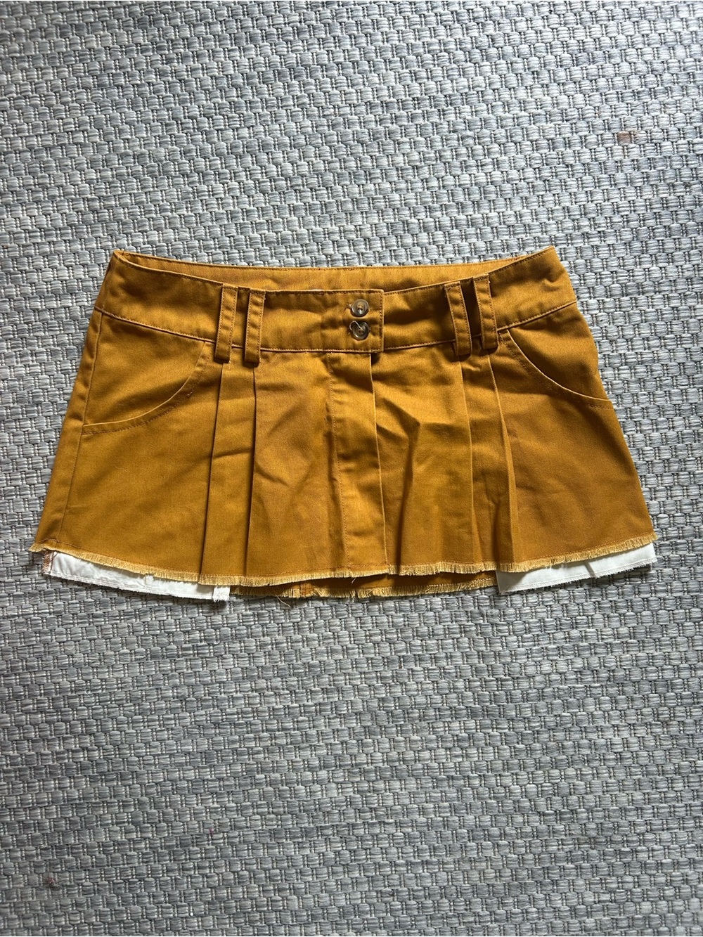 BDG Mustard Mini Pleated Skirt with Cream Trim